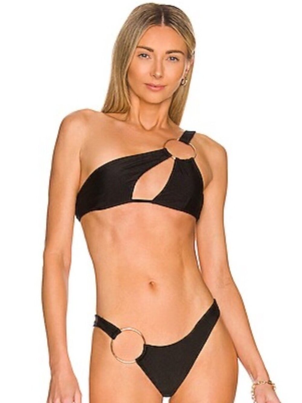 Revolve Camila Coelho Patricia Bikini Top Bottoms Black Gold Ring Size Large